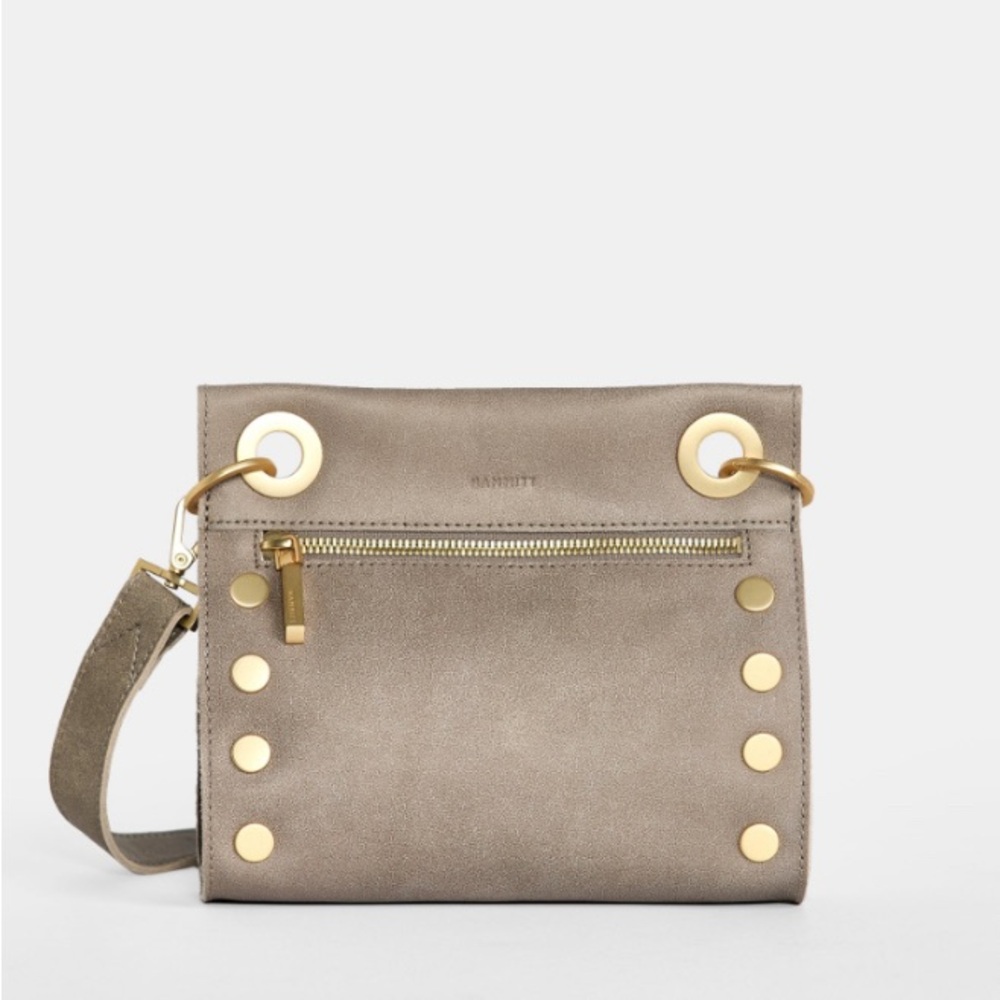 HAMMITT TONY SML Small Leather Crossbody Bag Pew/Brushed Gold Pewter
